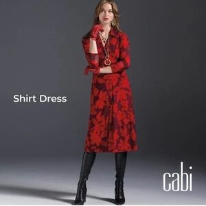 Cabi Red Mesh Shirt Dress